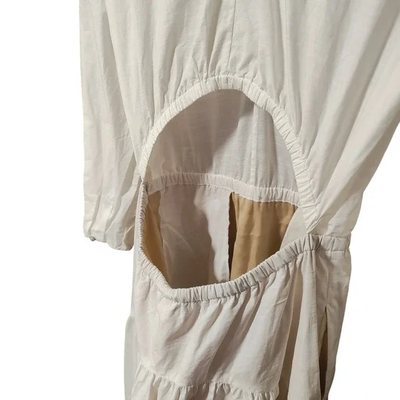 Vince White Long Sleeve Dress V Neck Cutout Midi Bridal Bachelorette Vacation XS - Picture 9 of 14